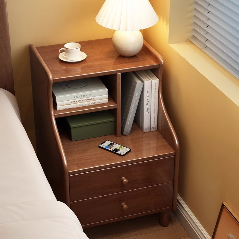 Contemporary Curved Solid Wood 2/3-Drawer Nightstand