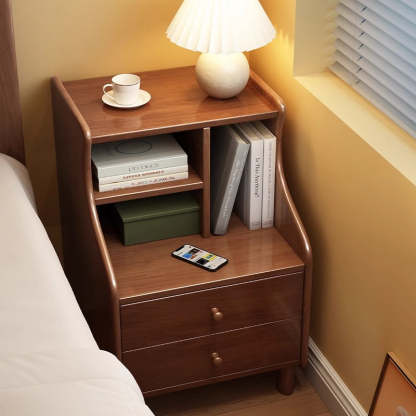 Contemporary Curved Solid Wood 2/3-Drawer Nightstand