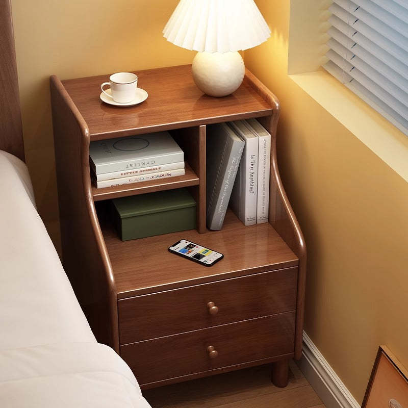 Contemporary Curved Solid Wood 2/3-Drawer Nightstand