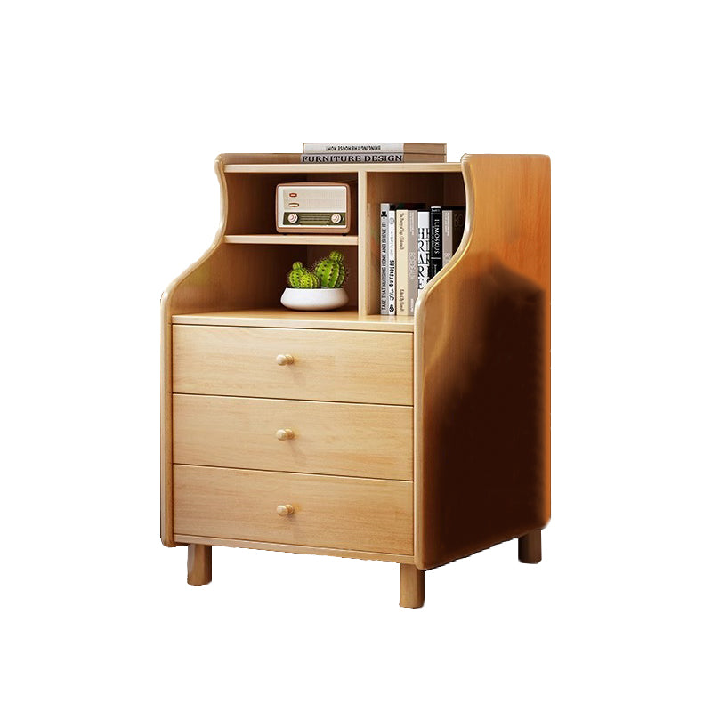 Contemporary Curved Solid Wood 2/3-Drawer Nightstand