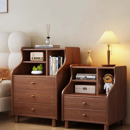 Contemporary Curved Solid Wood 2/3-Drawer Nightstand