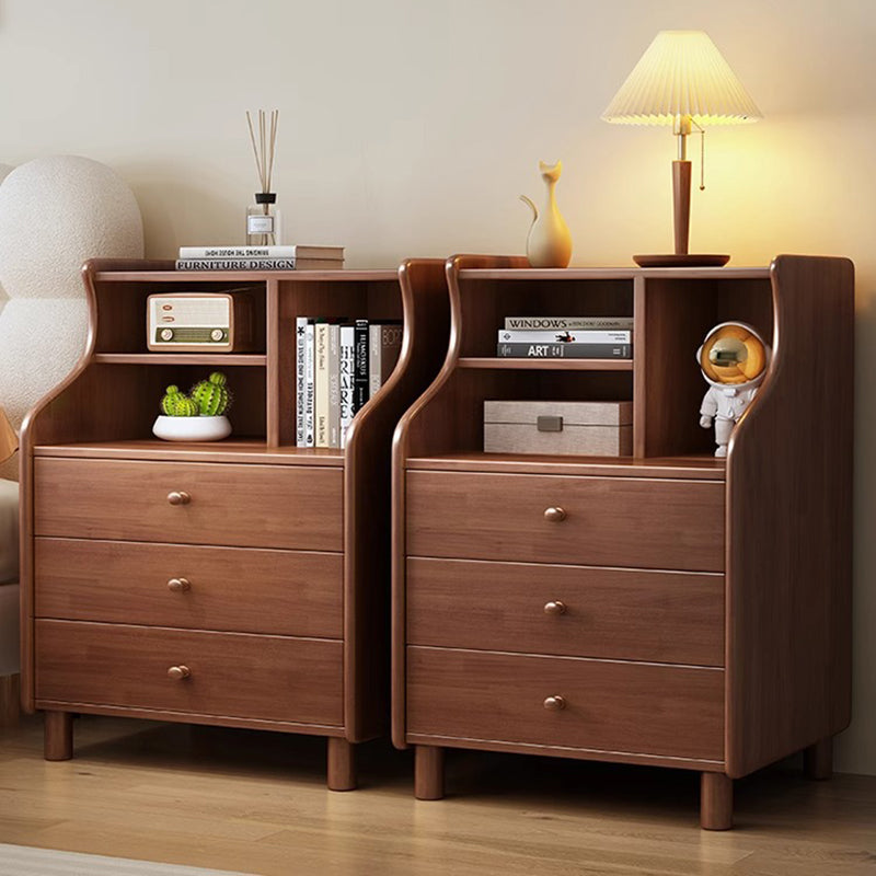 Contemporary Curved Solid Wood 2/3-Drawer Nightstand
