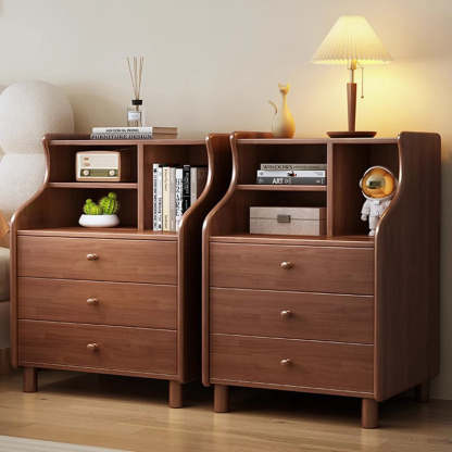 Contemporary Curved Solid Wood 2/3-Drawer Nightstand