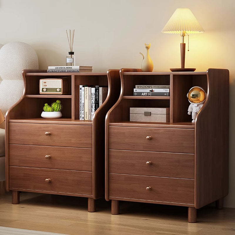 Contemporary Curved Solid Wood 2/3-Drawer Nightstand
