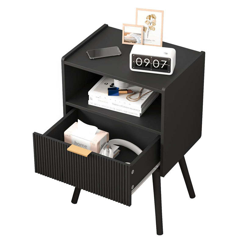 Minimalist Square Wood 1-Drawer Nightstand