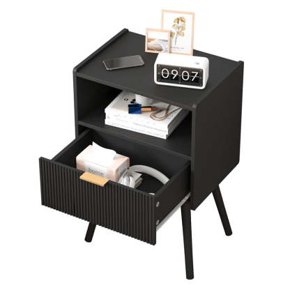 Minimalist Square Wood 1-Drawer Nightstand