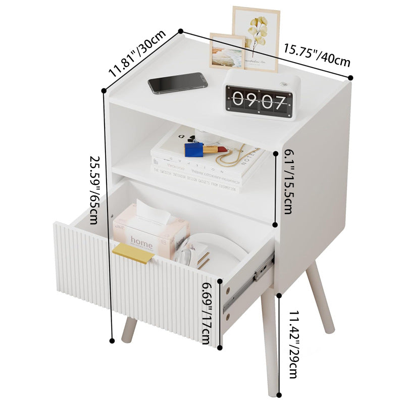 Minimalist Square Wood 1-Drawer Nightstand