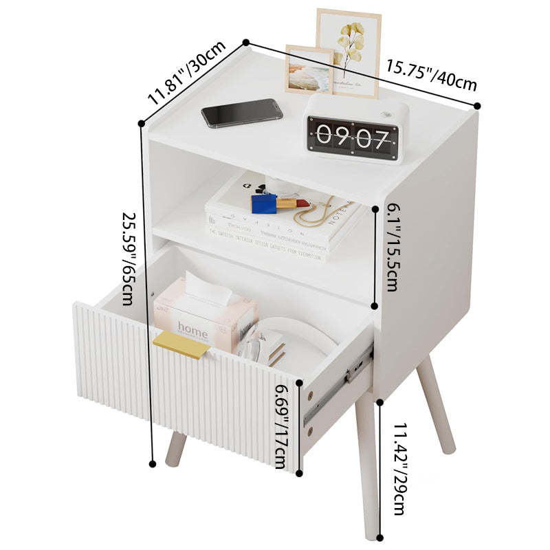 Minimalist Square Wood 1-Drawer Nightstand