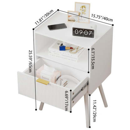 Minimalist Square Wood 1-Drawer Nightstand