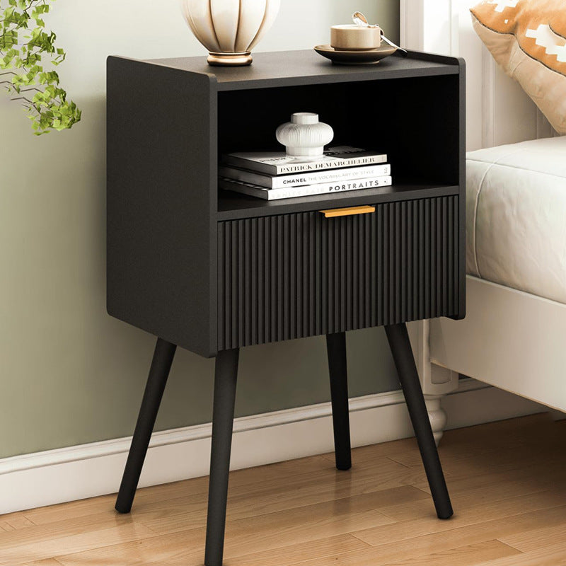Minimalist Square Wood 1-Drawer Nightstand