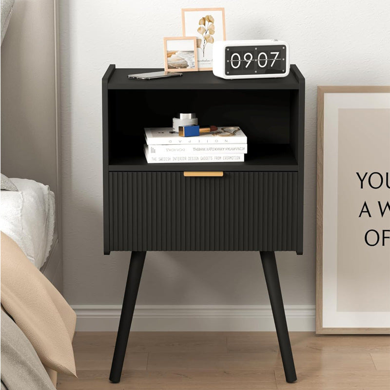 Minimalist Square Wood 1-Drawer Nightstand