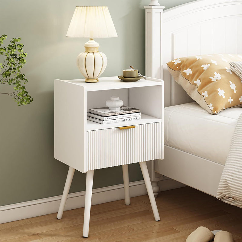 Minimalist Square Wood 1-Drawer Nightstand