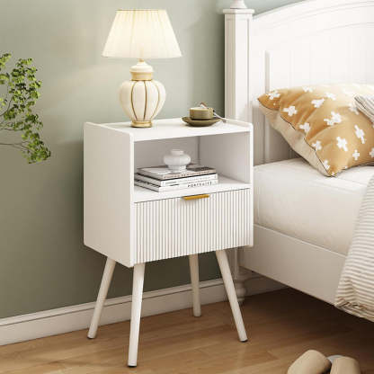 Minimalist Square Wood 1-Drawer Nightstand