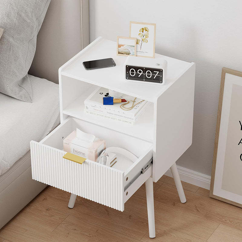 Minimalist Square Wood 1-Drawer Nightstand