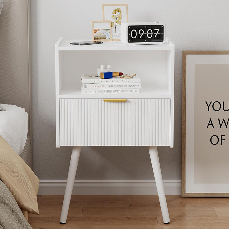 Minimalist Square Wood 1-Drawer Nightstand