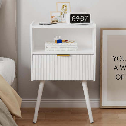 Minimalist Square Wood 1-Drawer Nightstand