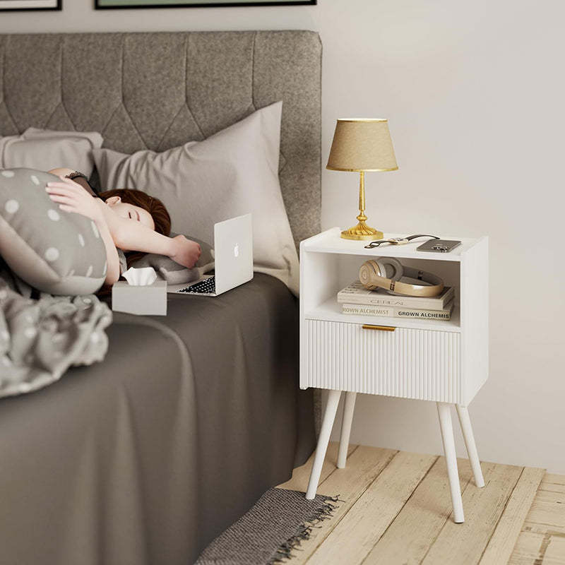 Minimalist Square Wood 1-Drawer Nightstand