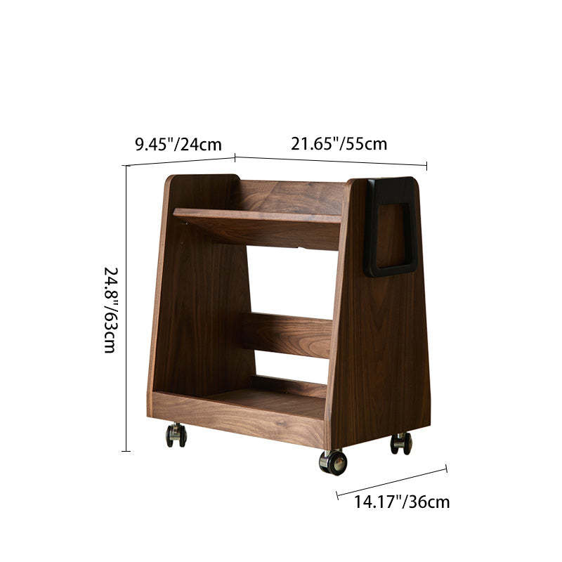 Retro Trapezoid Walnut Wood Ash 2-Tier Side Table