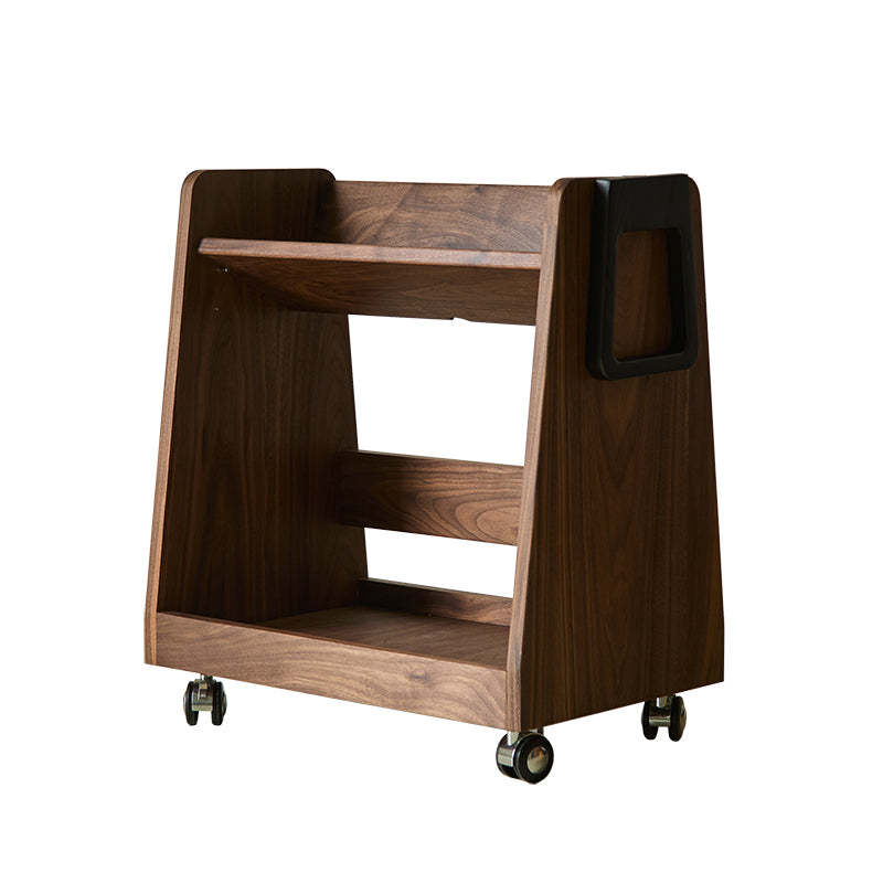 Retro Trapezoid Walnut Wood Ash 2-Tier Side Table