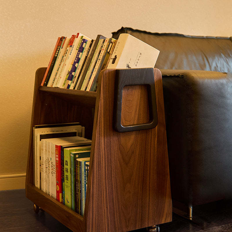 Retro Trapezoid Walnut Wood Ash 2-Tier Side Table