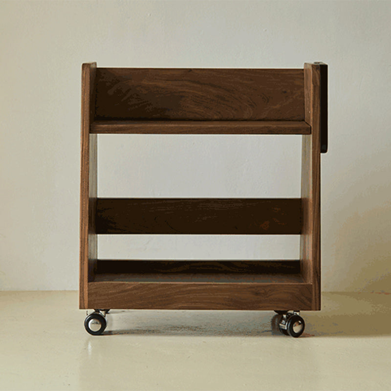 Retro Trapezoid Walnut Wood Ash 2-Tier Side Table
