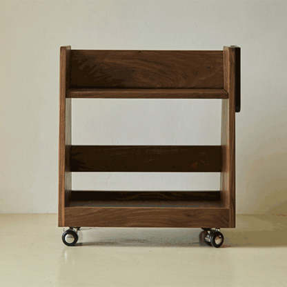 Retro Trapezoid Walnut Wood Ash 2-Tier Side Table