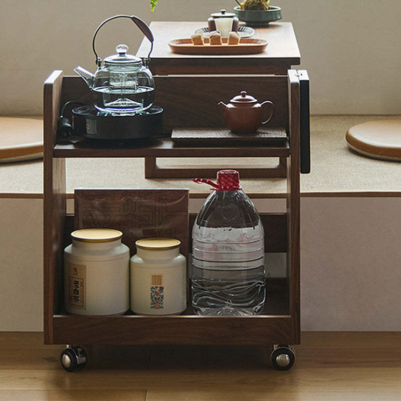 Retro Trapezoid Walnut Wood Ash 2-Tier Side Table