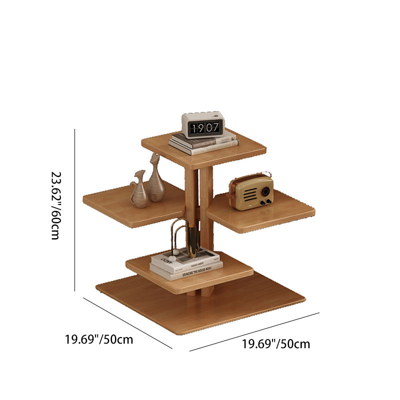 Contemporary Square Solid Wood 4-Tray Side Table