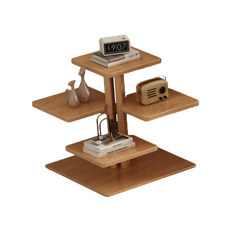 Contemporary Square Solid Wood 4-Tray Side Table