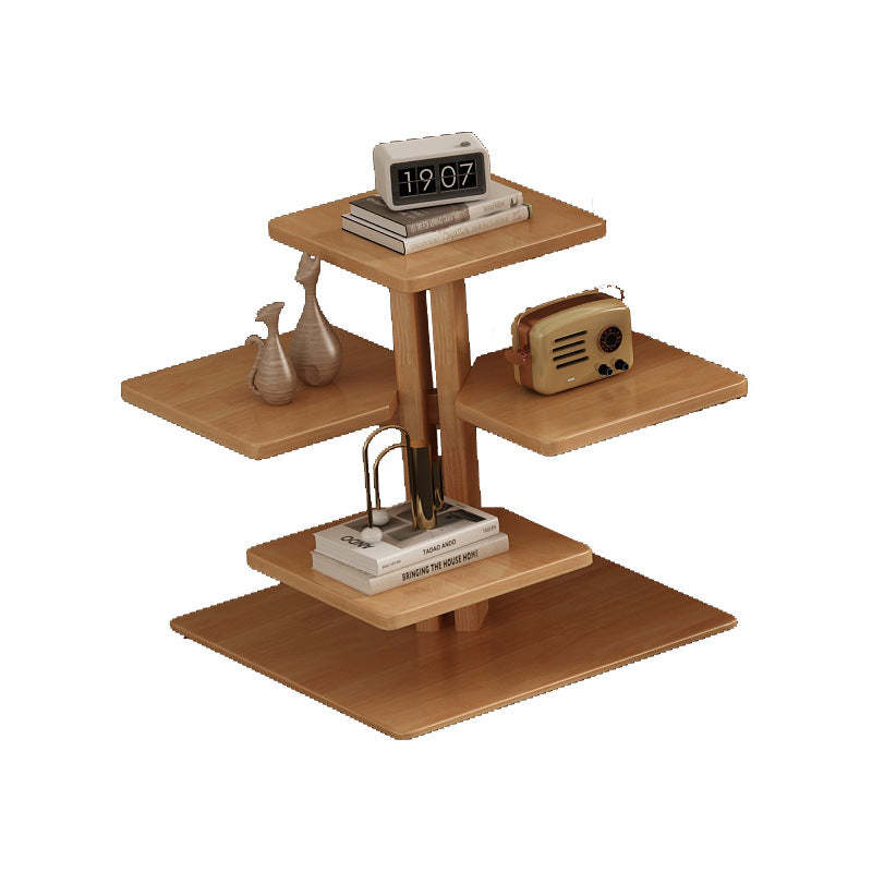 Contemporary Square Solid Wood 4-Tray Side Table