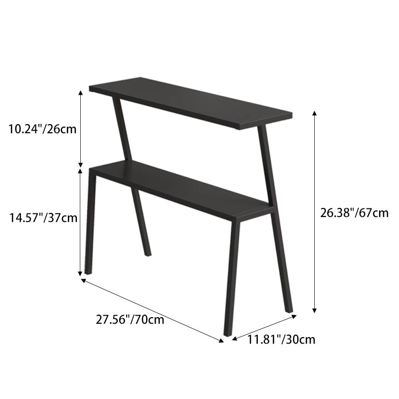 Minimalist Rectangle Iron 2-Tier Side Table
