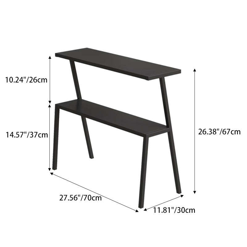 Minimalist Rectangle Iron 2-Tier Side Table