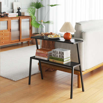 Minimalist Rectangle Iron 2-Tier Side Table