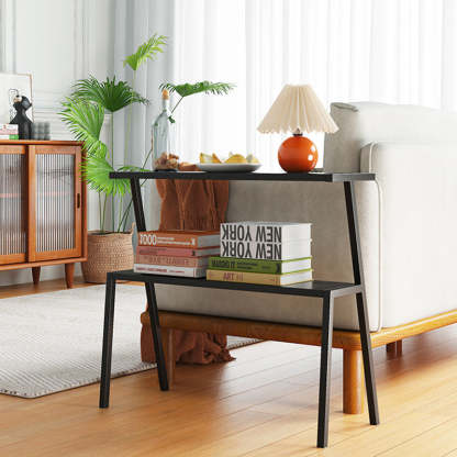 Minimalist Rectangle Iron 2-Tier Side Table