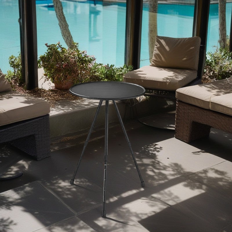 Modern Round Tripod Aluminum Outdoor Coffee Table — Green