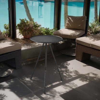Modern Round Tripod Aluminum Outdoor Coffee Table — Green