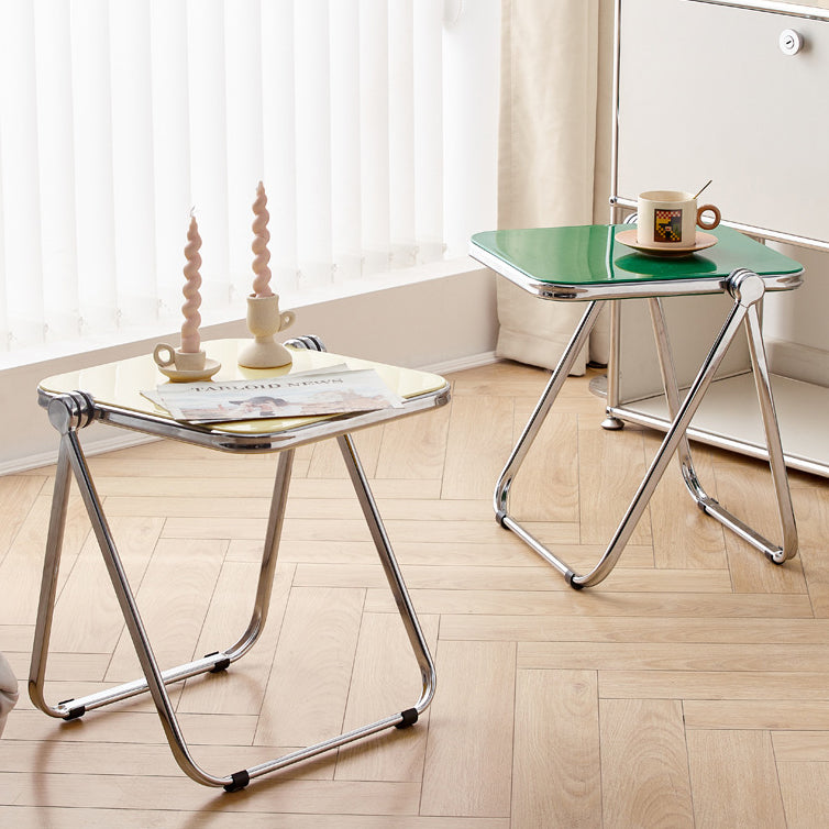 Minimalist Foldable PET Metal Coffee Table — Transparent