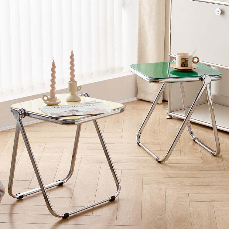 Minimalist Foldable PET Metal Coffee Table — Transparent