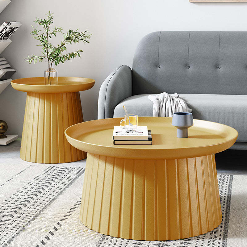 Minimalist Cylinder Plastic Coffee Table — Beige