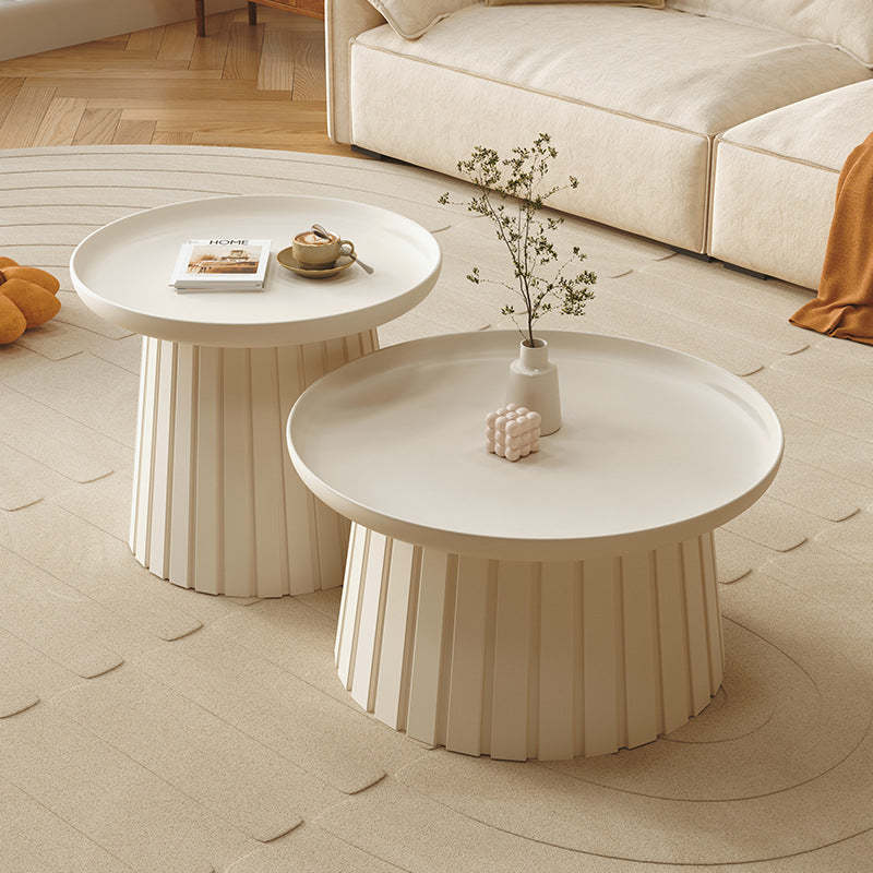 Minimalist Cylinder Plastic Coffee Table — White