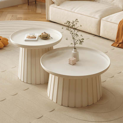 Minimalist Cylinder Plastic Coffee Table — White