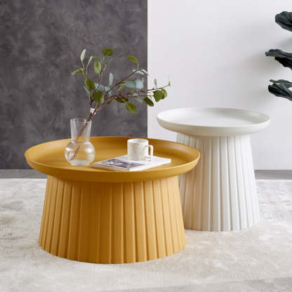 Minimalist Cylinder Plastic Coffee Table — Yellow