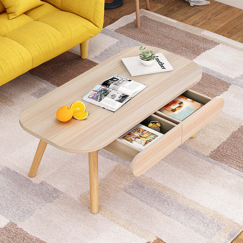 Modern Solid Wood 2-Drawer Coffee Table