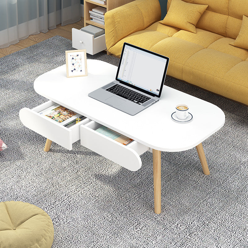 Modern Solid Wood 2-Drawer Coffee Table