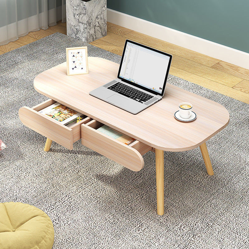 Modern Solid Wood 2-Drawer Coffee Table