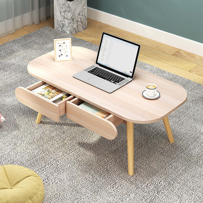 Modern Solid Wood 2-Drawer Coffee Table
