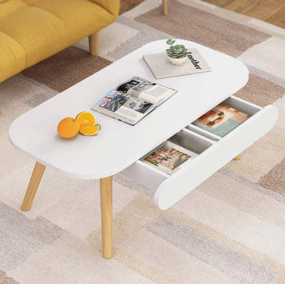 Modern Solid Wood 2-Drawer Coffee Table