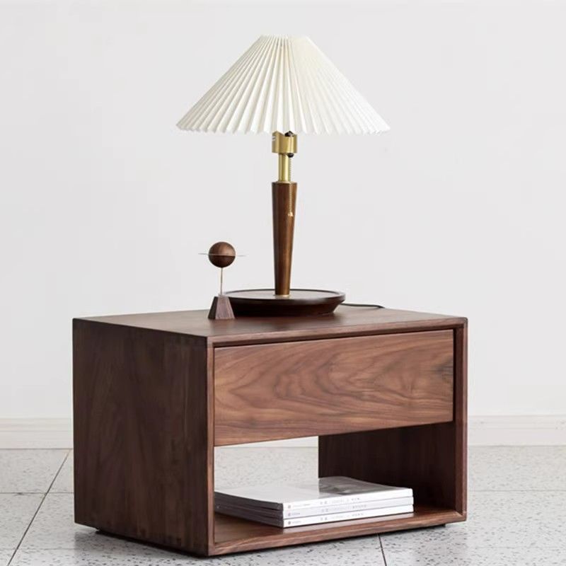 Nordic Wood 1-Drawer Nightstand — B / Wood Color