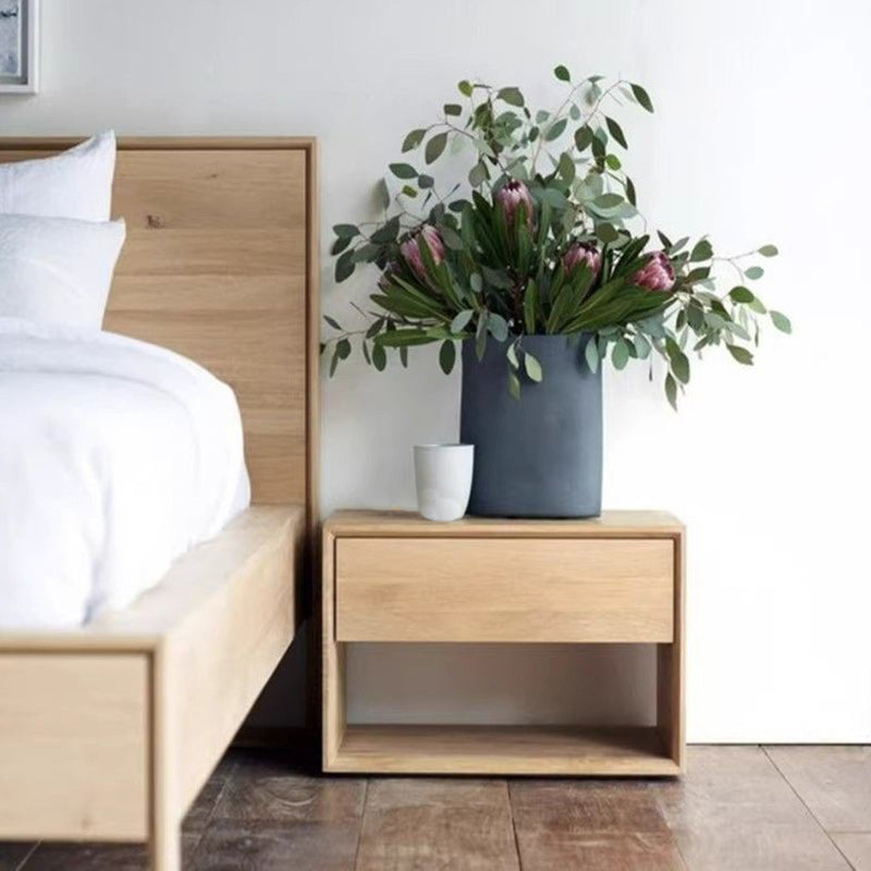 Nordic Wood 1-Drawer Nightstand — A / Walnut Color