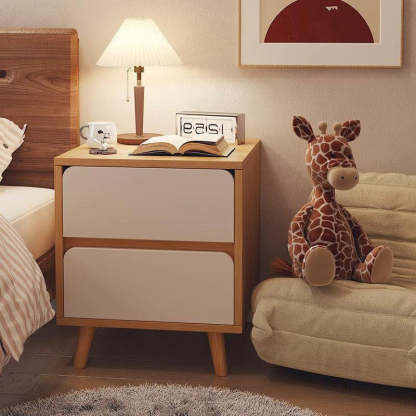 Minimalist Solid Wood Panel Nightstand — 1 / White